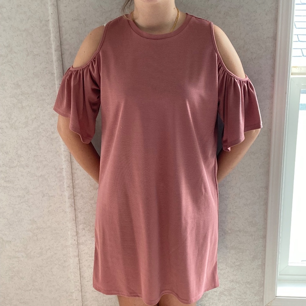 Sociology Dusty Rose Cold Shoulder Mini Dress Size XL